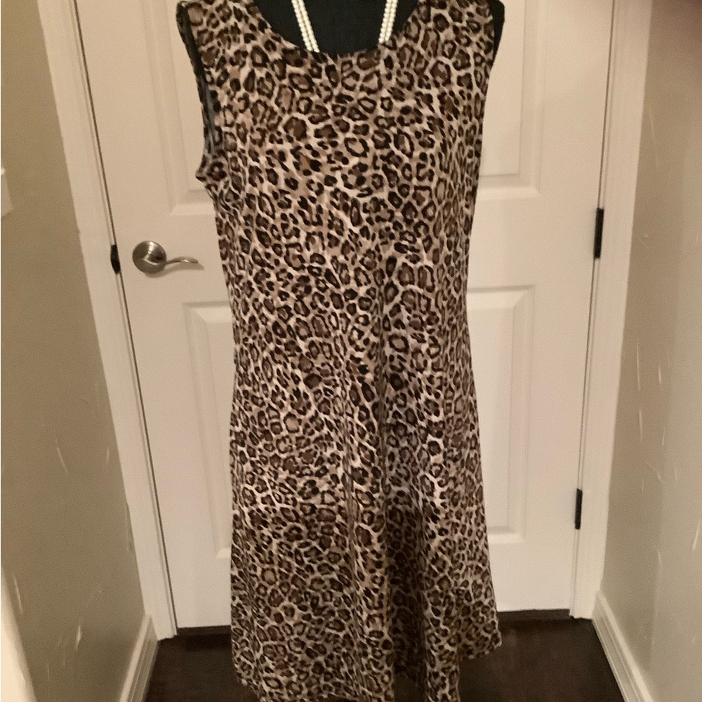 Susan Graver Brown Sleeveless A-line Midi Dress